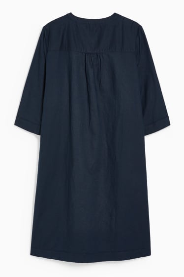 Women - Dress - linen blend - dark blue