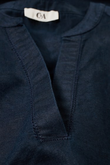 Women - Dress - linen blend - dark blue