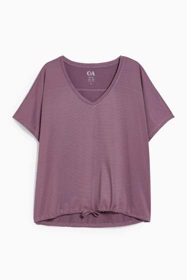 Women - Active T-shirt - yoga - 4 Way Stretch - striped - purple