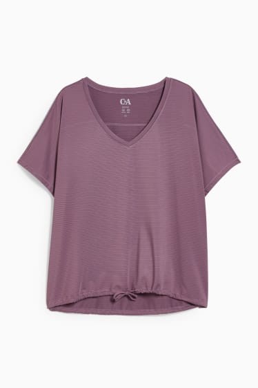 Mujer - Camiseta funcional - yoga - 4 Way Stretch - de rayas - lila