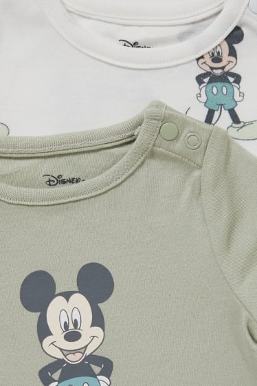 Babys - Set van 2 - Mickey Mouse - babypyjama - lichtgroen