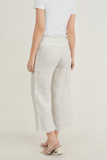 Donna - Pantaloni di lino - wide leg - look gessato - bianco