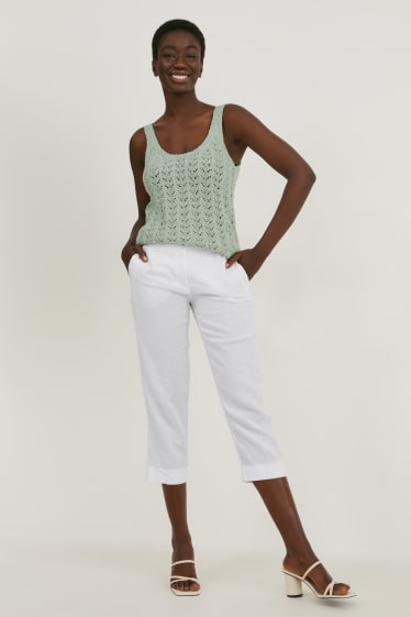 Mujer - Pantalón de lino - straight fit - blanco