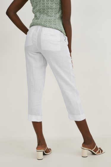 Femmes - Pantalon de lin - straight fit - blanc