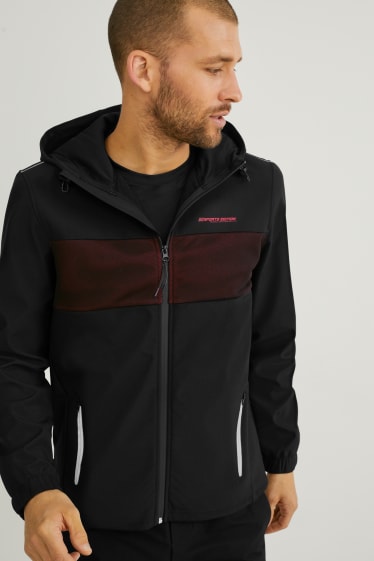 Men - Outdoor jacket with hood - running - black