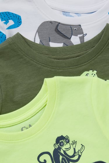 Children - Multipack of 3 - short sleeve T-shirt - neon yellow