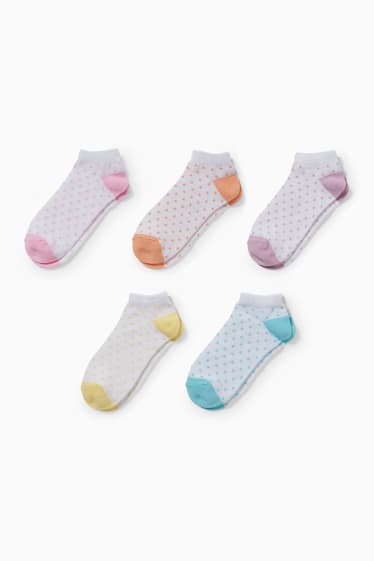 Children - Multipack of 5 - trainer socks - polka dot - white