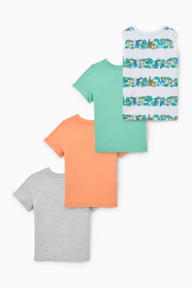 Kinderen - Set - 3 T-shirts en hemdje - licht grijs-mix