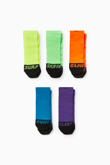 Bambini - Confezione da 5 - calzini corti - arancione fluorescente