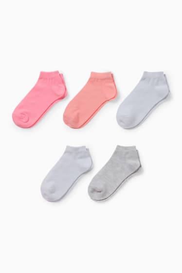 Niños - Pack de 5 - calcetines tobilleros - gris claro jaspeado