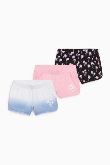 Enfants - Lot de 3 - shorts en molleton - rose