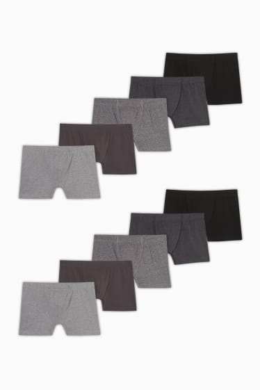 Pánské - Multipack 10 ks - boxerky - LYCRA® - černá/šedá