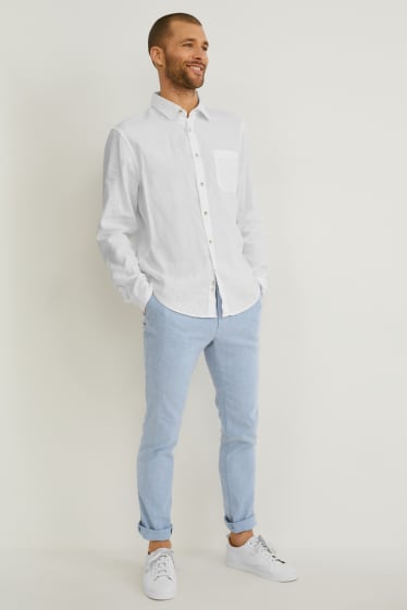 Uomo - Pantaloni chino - slim fit - Flex - misto lino - LYCRA® - azzurro
