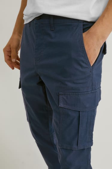 Hommes - Pantalon cargo - regular fit - matière recyclée - bleu foncé