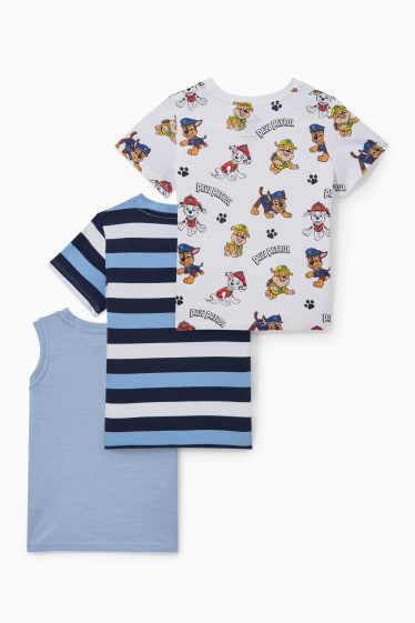Kinder Jungen - Paw Patrol - Set - 2 Kurzarmshirts und Singlet - 3 teilig - weiß / blau