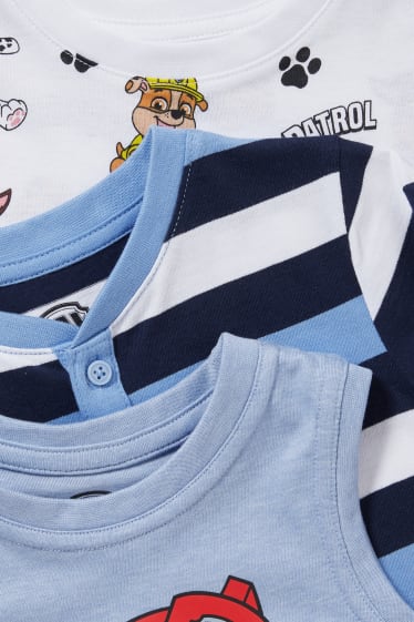 Kinder Jungen - Paw Patrol - Set - 2 Kurzarmshirts und Singlet - 3 teilig - weiß / blau