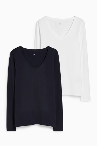 Women - Multipack of 2 - basic long sleeve top - dark blue / white