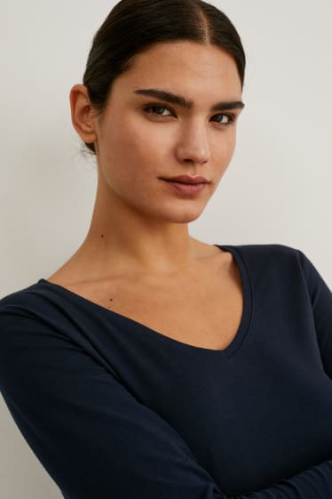 Women - Multipack of 2 - basic long sleeve top - dark blue / white