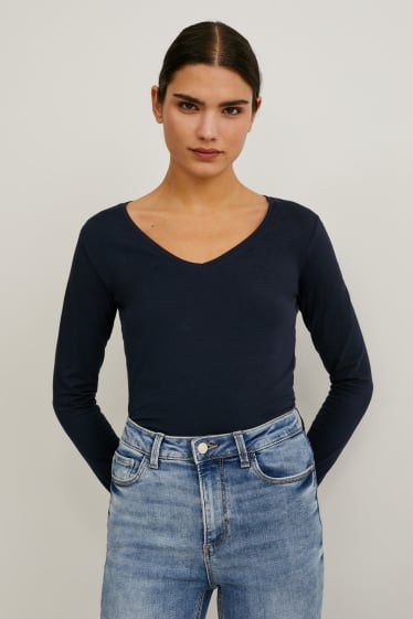 Women - Multipack of 2 - basic long sleeve top - dark blue / white