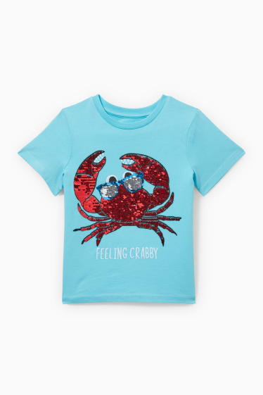 Kinder Jungen - Kurzarmshirt - Glanz-Effekt - türkis