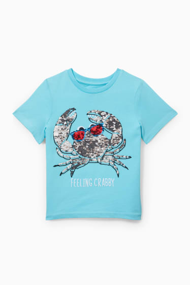 Kinder Jungen - Kurzarmshirt - Glanz-Effekt - türkis