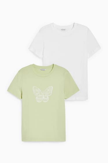 Teens & Twens - CLOCKHOUSE - Multipack 2er - T-Shirt - weiß / grün