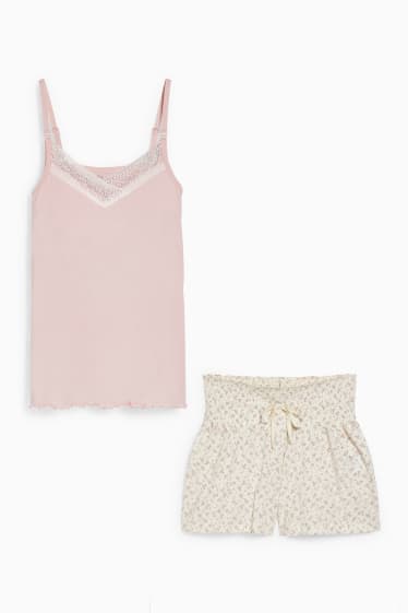 Mujer - Pijama corto para amamantar - rosa
