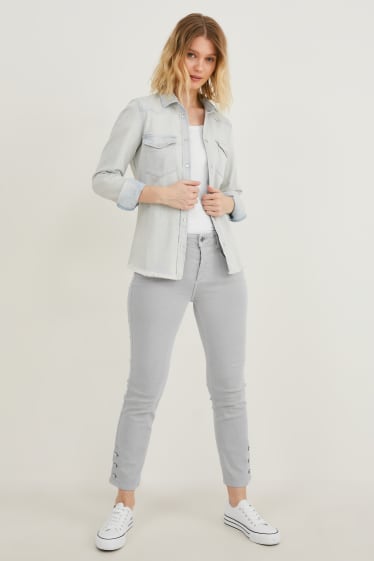 Femmes - Pantalon - coupe slim - gris clair