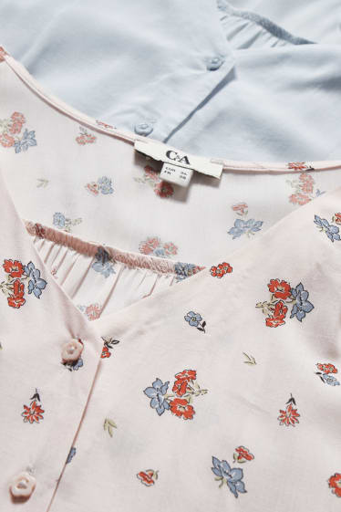 Mujer - Pack de 2 - blusas con detalle de nudo - rosa / azul
