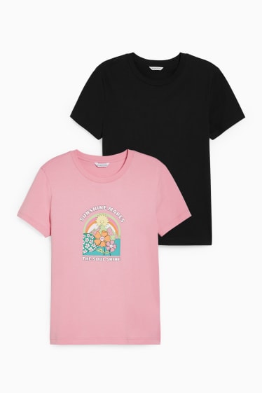 Damen - CLOCKHOUSE - Multipack 2er - T-Shirt - schwarz / rosa