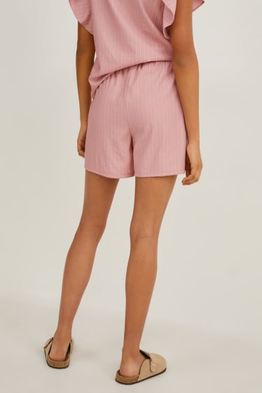 Women - Shorts - striped - rose