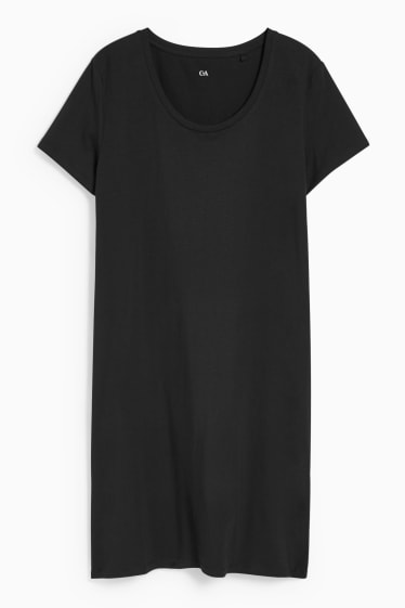 Damen - Basic-T-Shirt-Kleid - schwarz