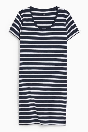 Damen - T-Shirt-Kleid - LYCRA® - gestreift - dunkelblau / weiss