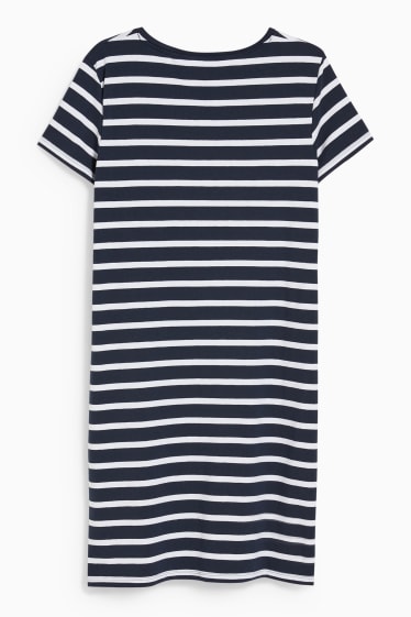 Damen - T-Shirt-Kleid - LYCRA® - gestreift - dunkelblau / weiss