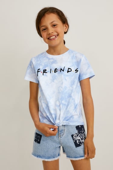 Dětské - Friends - tričko s krátkým rukávem s detailem uzlu - světle modrá