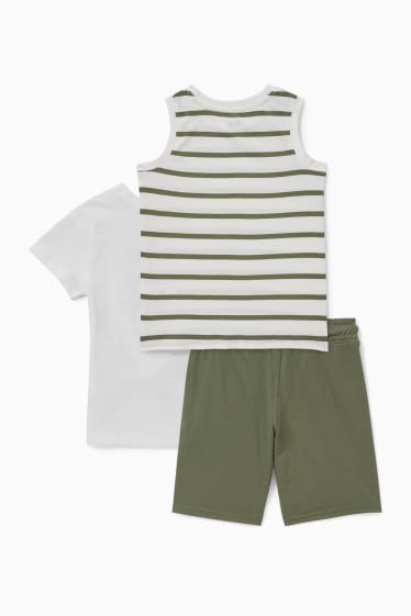 Dzieci - Zestaw - koszulka, top i szorty dresowe - 3 części - biały