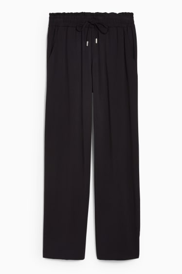 Damen - Stoffhose - Wide Leg - schwarz