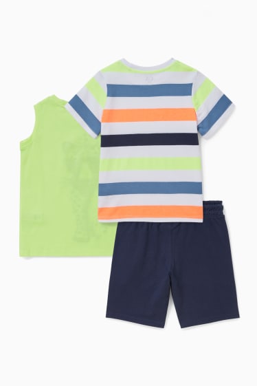 Bambini - Set - t-shirt, top e shorts in felpa - 3 pezzi - giallo fluorescente