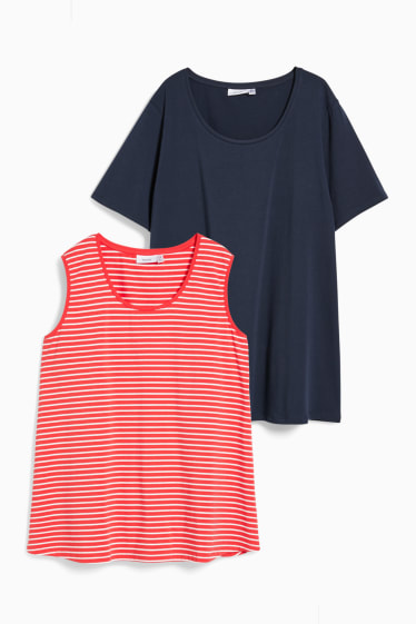 Kobiety - Wielopak, 2 szt. - T-shirt i top - LYCRA® - czerwony / czarny