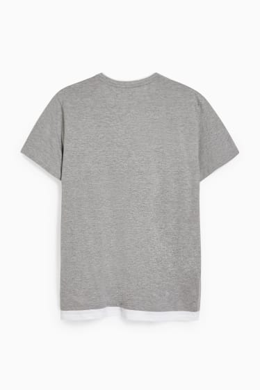 Herren - CLOCKHOUSE - T-Shirt - 2-in-1-Look - grau-melange