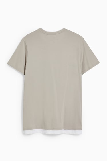 Herren - CLOCKHOUSE - T-Shirt - 2-in-1-Look - taupe