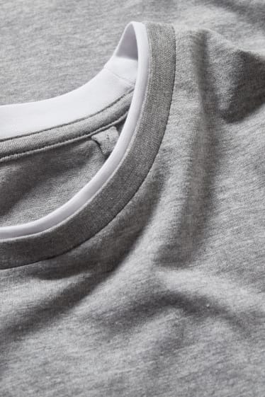 Uomo - CLOCKHOUSE - T-shirt - effetto 2 in 1 - grigio melange