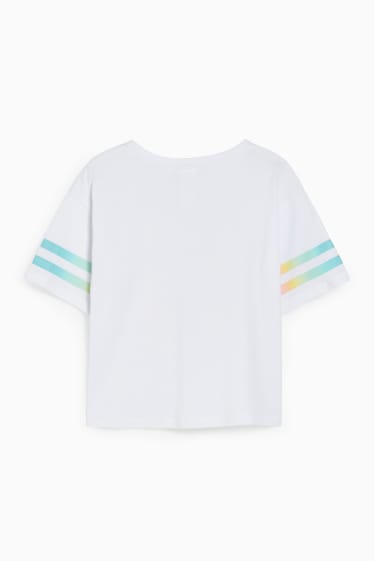 Kinder Mädchen - Kurzarmshirt - Glanz-Effekt - weiß