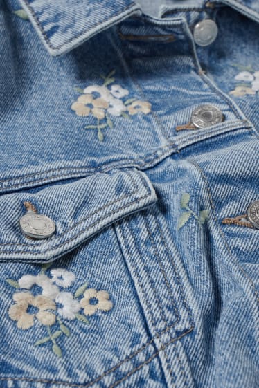 Femmes - Veste en jean - à fleurs - jean bleu