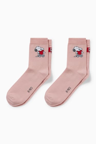 Dames - Set van 2 paar - sokken met motief - Peanuts - roze