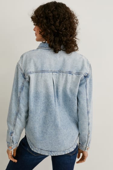 Dames - Denim blouse - jeanslichtblauw