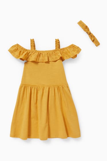 Kinderen - Set - jurk en haarbandje - 2-delig - geel
