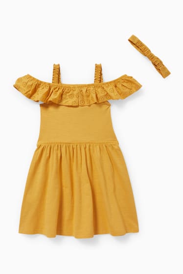 Kinderen - Set - jurk en haarbandje - 2-delig - geel