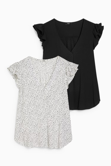 Dames - Set van 2 - blouse - zwart / wit