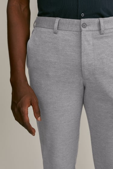 Uomo - Pantaloni eleganti - slim fit - Flex - a quadretti - grigio melange